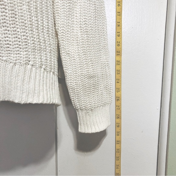 GAP Cotton Ribbed Shaker Knit Funnel Turtleneck Tunic Sweater Creamy White - Picture 7 of 12